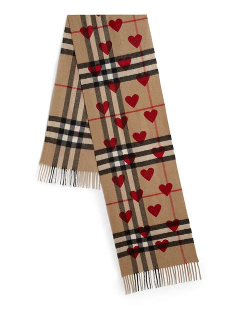 burberry heart print giant check cashmere scarf